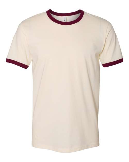 Next Level 3604 Unisex Ringer T-Shirt #color_NATURAL/ MAROON