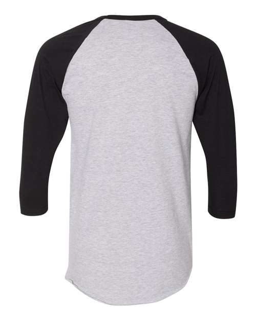 American Apparel BB453W Unisex Poly-Cotton 3/4-Sleeve Raglan T-Shirt #color_HTHR GREY/ BLACK