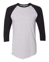 American Apparel BB453W Unisex Poly-Cotton 3/4-Sleeve Raglan T-Shirt #color_HTHR GREY/ BLACK