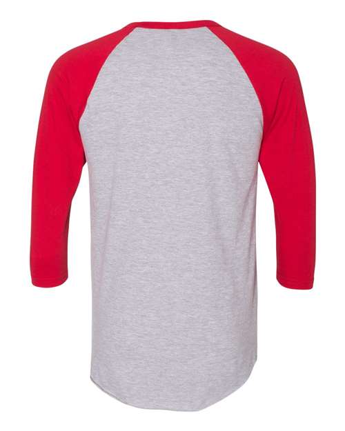 American Apparel BB453W Unisex Poly-Cotton 3/4-Sleeve Raglan T-Shirt #color_HTHR GREY/ RED