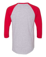 American Apparel BB453W Unisex Poly-Cotton 3/4-Sleeve Raglan T-Shirt #color_HTHR GREY/ RED