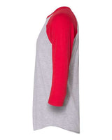 American Apparel BB453W Unisex Poly-Cotton 3/4-Sleeve Raglan T-Shirt #color_HTHR GREY/ RED