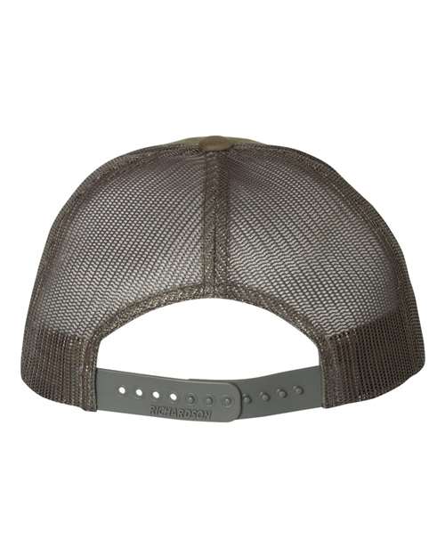Richardson 115 Low Pro Trucker Cap #color_Chocolate Chip/ Grey Brown