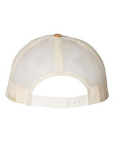 Richardson 115 Low Pro Trucker Cap #color_Heather Grey/ Birch/ Amber Gold