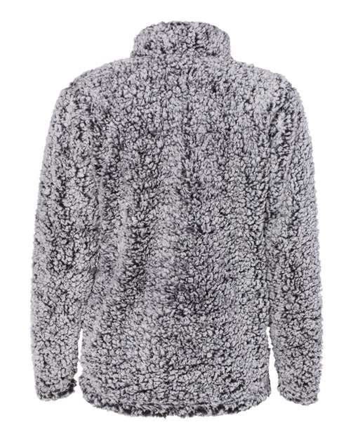 J America JA8451 Ladies' Epic Sherpa 1/4 Zip #color_BLACK HEATHER