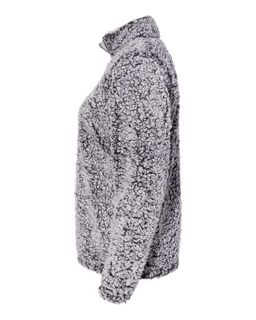 J America JA8451 Ladies' Epic Sherpa 1/4 Zip #color_BLACK HEATHER