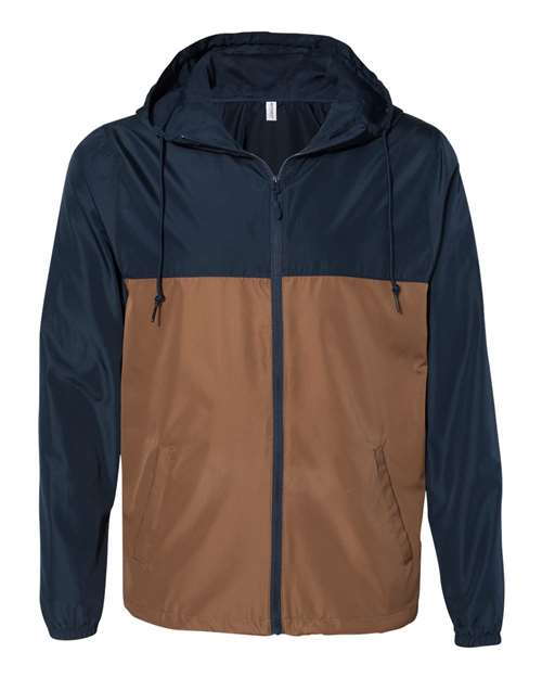 Independent Trading Co. EXP54LWZ Lightweight Windbreaker Full-Zip Jacket #color_Classic Navy/ Saddle
