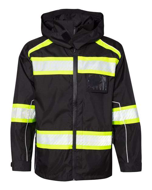 Kishigo B300-303 EV Series Enhanced Visibility Premium Jacket #color_Black/ Lime