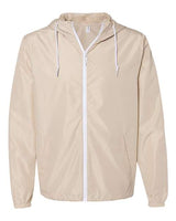Independent Trading Co. EXP54LWZ Lightweight Windbreaker Full-Zip Jacket #color_Classic Khaki/ White Zipper