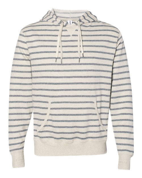 Independent Trading Co. PRM90HT Midweight French Terry Hooded Sweatshirt #color_Oatmeal Heather/ Salt & Pepper Stripe