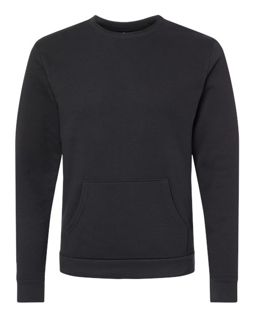 Next Level 9001 Unisex Long Sleeve Crew with Pocket #color_BLACK