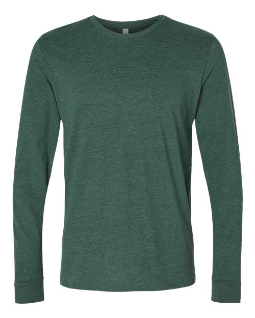 Next Level 6411 Unisex Sueded Long-Sleeve Crew #color_HTHR FOREST GRN