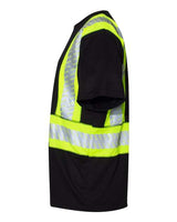Kishigo B200-204 EV Series Enhanced Visibility Contrast Pocket T-Shirt #color_Black/ Lime - B200