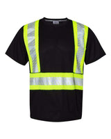 Kishigo B200-204 EV Series Enhanced Visibility Contrast Pocket T-Shirt #color_Black/ Lime - B200