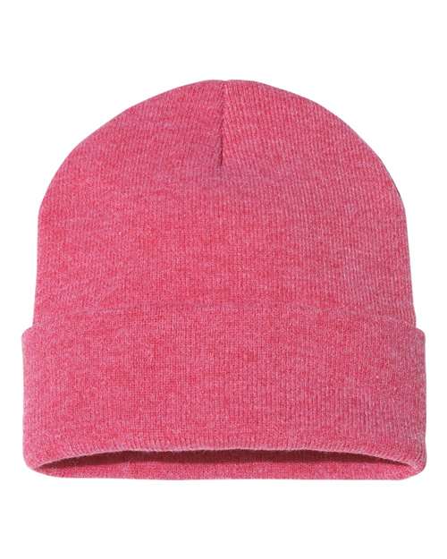"Sportsman SP12 12" Solid Cuffed Beanie #color_Heather Red"