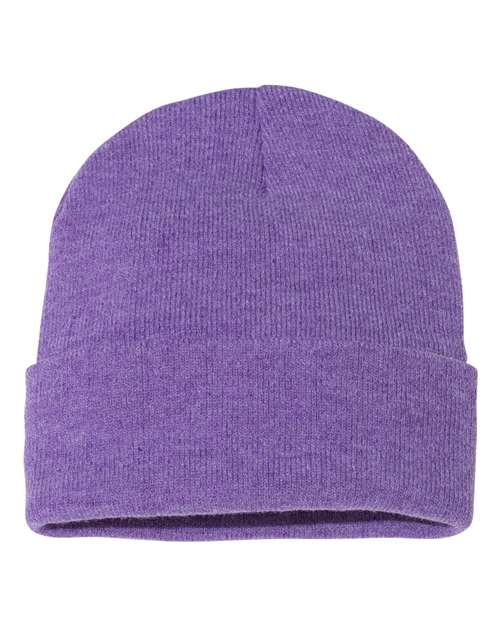 "Sportsman SP12 12" Solid Cuffed Beanie #color_Heather Purple"