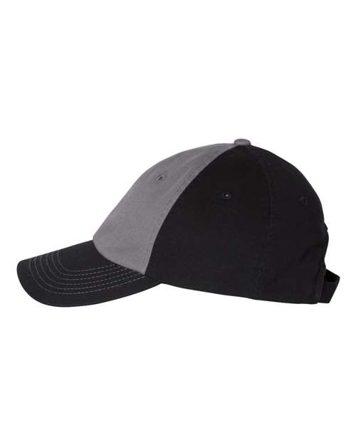 Valucap VC300A Bio-Washed Classic Dad Hat #color_Charcoal/ Black