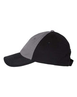 Valucap VC300A Bio-Washed Classic Dad Hat #color_Charcoal/ Black
