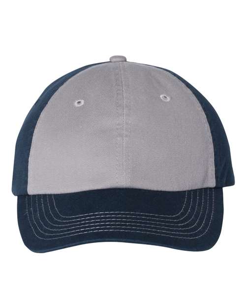 Valucap VC300A Bio-Washed Classic Dad Hat #color_Grey/ Navy