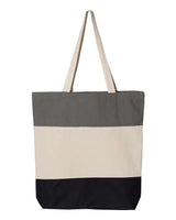 Q-Tees Q125900 11L Tri-Color Tote #color_Black/ Natural/ Light Grey