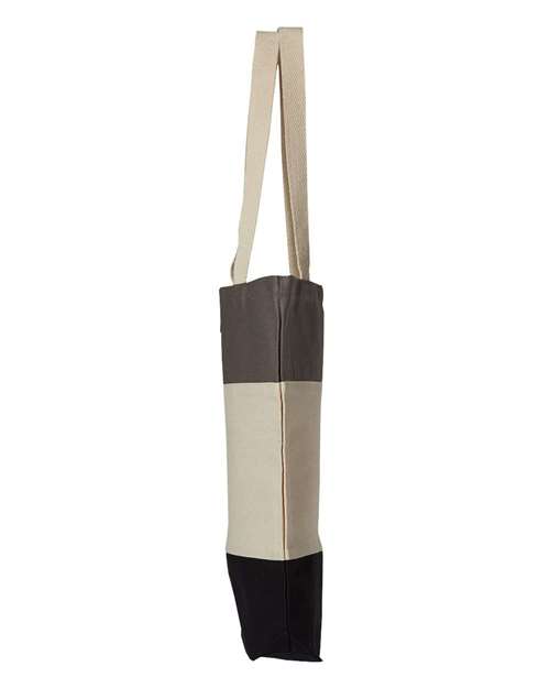 Q-Tees Q125900 11L Tri-Color Tote #color_Black/ Natural/ Light Grey