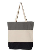 Q-Tees Q125900 11L Tri-Color Tote #color_Black/ Natural/ Light Grey