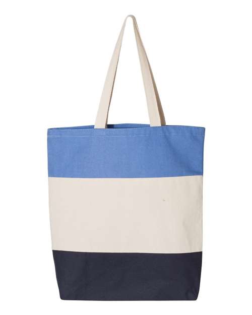 Q-Tees Q125900 11L Tri-Color Tote #color_Navy/ Natural/ Carolina Blue