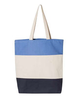 Q-Tees Q125900 11L Tri-Color Tote #color_Navy/ Natural/ Carolina Blue