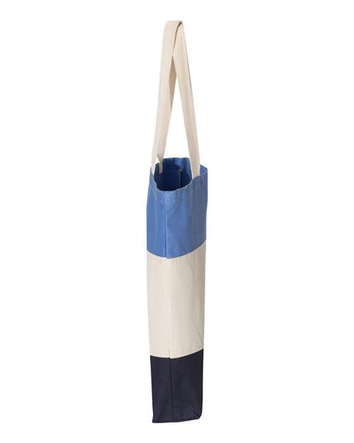 Q-Tees Q125900 11L Tri-Color Tote #color_Navy/ Natural/ Carolina Blue