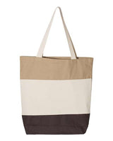Q-Tees Q125900 11L Tri-Color Tote #color_Chocolate/ Natural/ Khaki