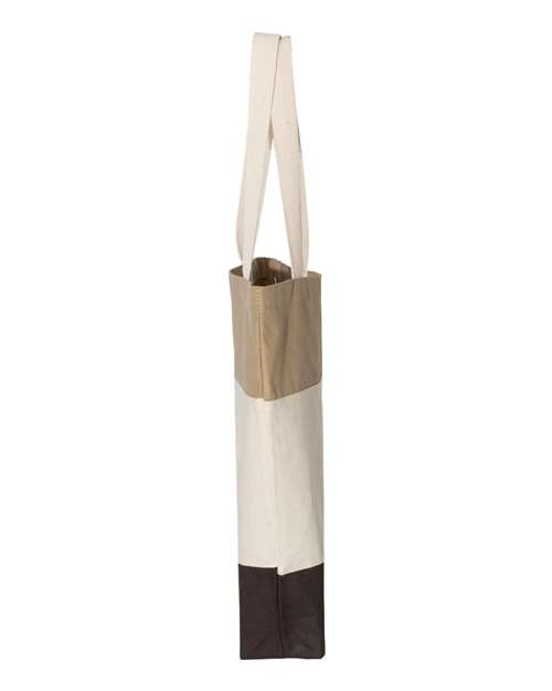 Q-Tees Q125900 11L Tri-Color Tote #color_Chocolate/ Natural/ Khaki