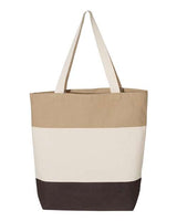 Q-Tees Q125900 11L Tri-Color Tote #color_Chocolate/ Natural/ Khaki