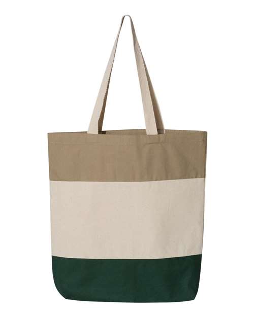 Q-Tees Q125900 11L Tri-Color Tote #color_Forest/ Natural/ Khaki