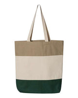 Q-Tees Q125900 11L Tri-Color Tote #color_Forest/ Natural/ Khaki