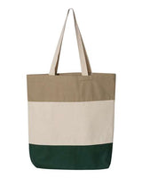 Q-Tees Q125900 11L Tri-Color Tote #color_Forest/ Natural/ Khaki