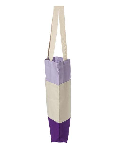 Q-Tees Q125900 11L Tri-Color Tote #color_Purple/ Natural/ Lavender