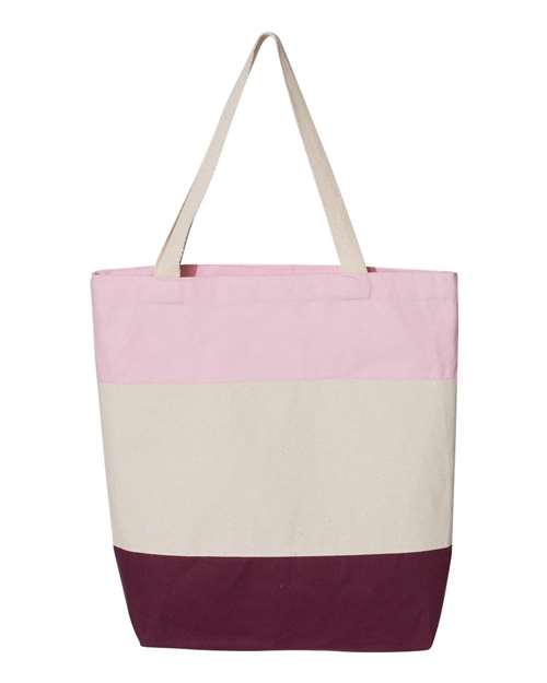 Q-Tees Q125900 11L Tri-Color Tote #color_Maroon/ Natural/ Light Pink