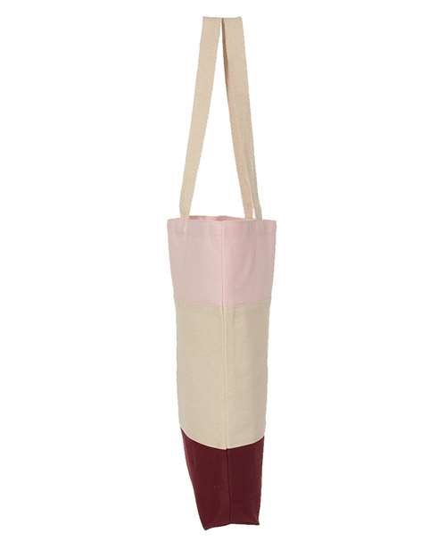 Q-Tees Q125900 11L Tri-Color Tote #color_Maroon/ Natural/ Light Pink