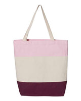 Q-Tees Q125900 11L Tri-Color Tote #color_Maroon/ Natural/ Light Pink