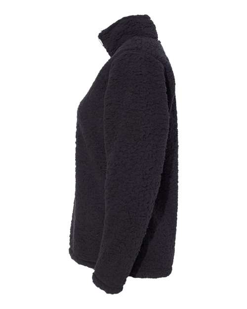 J America JA8451 Ladies' Epic Sherpa 1/4 Zip #color_BLACK