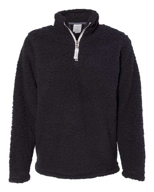 J America JA8451 Ladies' Epic Sherpa 1/4 Zip #color_BLACK