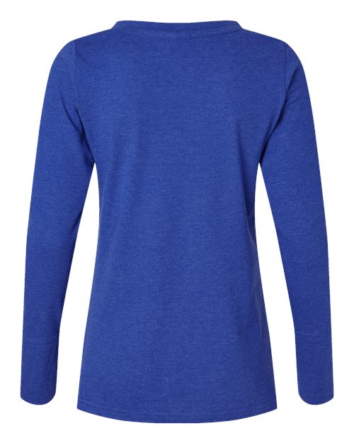 LAT LA3538 Ladies' Long Sleeve Fine Jersey Lace-Up T-Shirt #color_VINTAGE ROY/ WHT