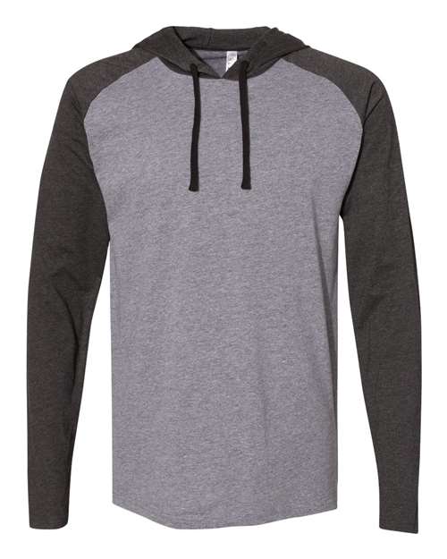 LAT 6917 Men's Hooded Raglan Long Sleeve Fine Jersey T-Shirt #color_GRN HT/ V SMK/BK