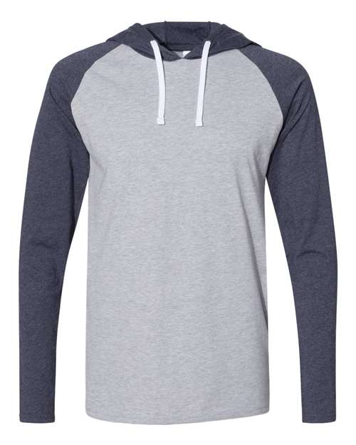 LAT 6917 Men's Hooded Raglan Long Sleeve Fine Jersey T-Shirt #color_VN HTH/ VN NV/ W