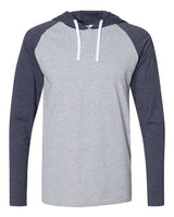 LAT 6917 Men's Hooded Raglan Long Sleeve Fine Jersey T-Shirt #color_VN HTH/ VN NV/ W