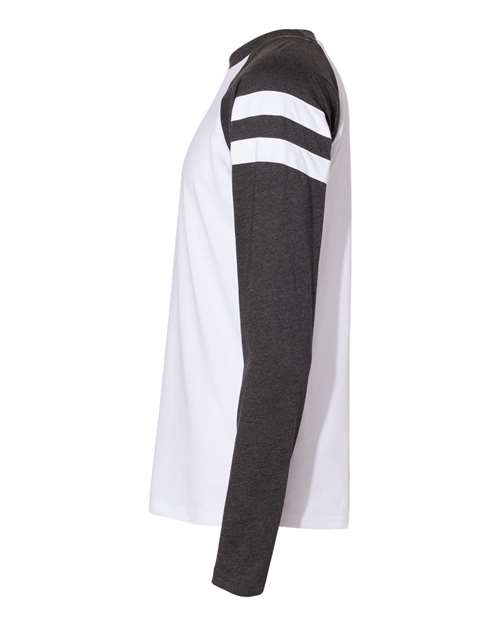 LAT 6934 Men's Gameday Mash-Up Long Sleeve Fine Jersey T-Shirt #color_B WH/ V SM/ B WH