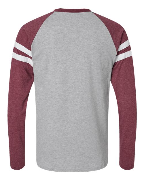 LAT 6934 Men's Gameday Mash-Up Long Sleeve Fine Jersey T-Shirt #color_VN HT/ VN BRG/ W