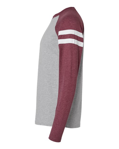 LAT 6934 Men's Gameday Mash-Up Long Sleeve Fine Jersey T-Shirt #color_VN HT/ VN BRG/ W