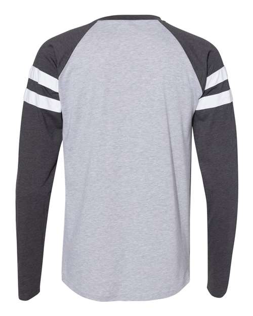 LAT 6934 Men's Gameday Mash-Up Long Sleeve Fine Jersey T-Shirt #color_VN HTH/ VN NV/ W