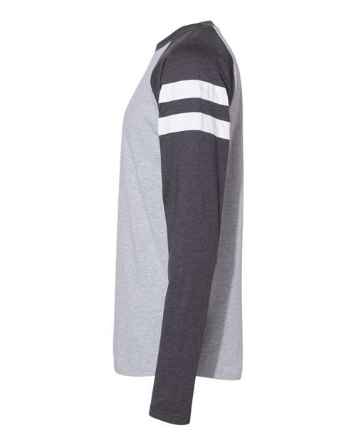 LAT 6934 Men's Gameday Mash-Up Long Sleeve Fine Jersey T-Shirt #color_VN HTH/ VN NV/ W